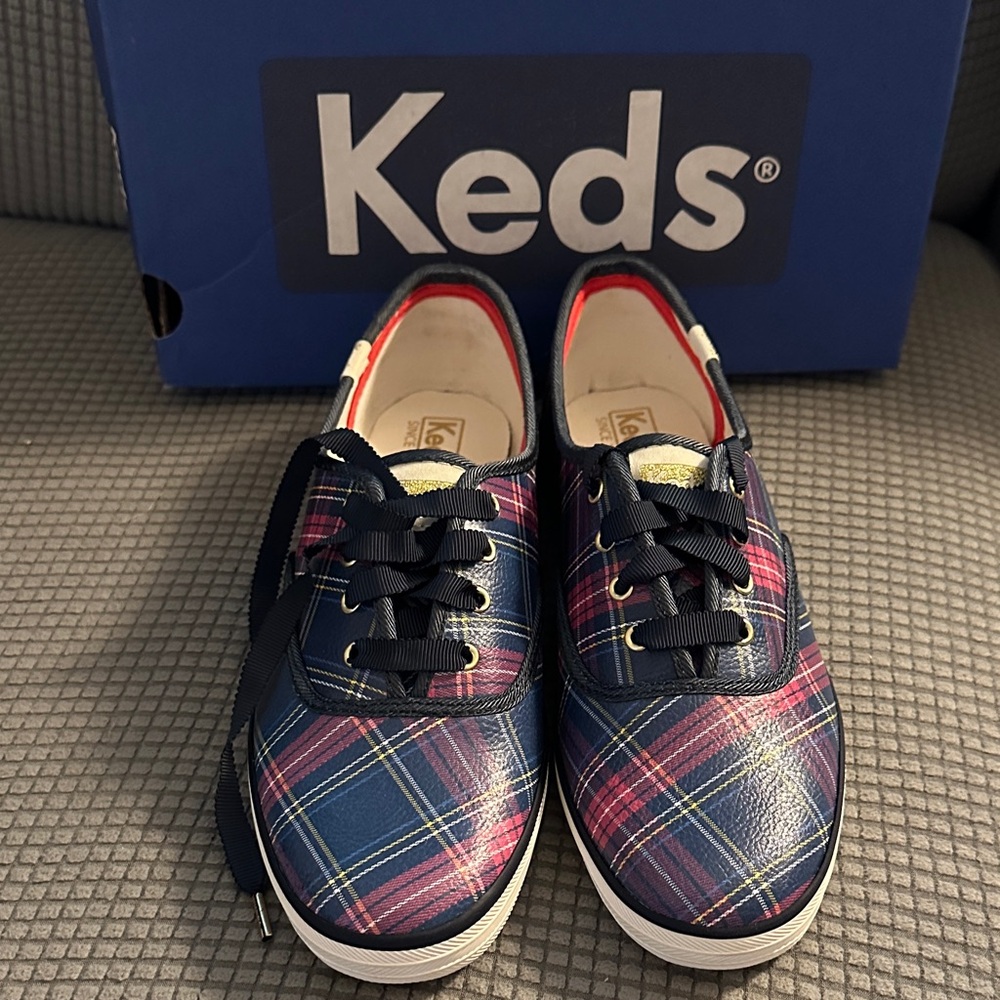 Keds Women's Plaid Sneakers - Navy Red and Green